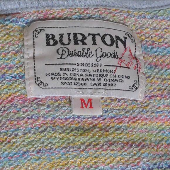 Burton Womens Hoodie Sweatshirt Blue Multicolor Rainbow Long Sleeve Drawstring M - Picture 8 of 11